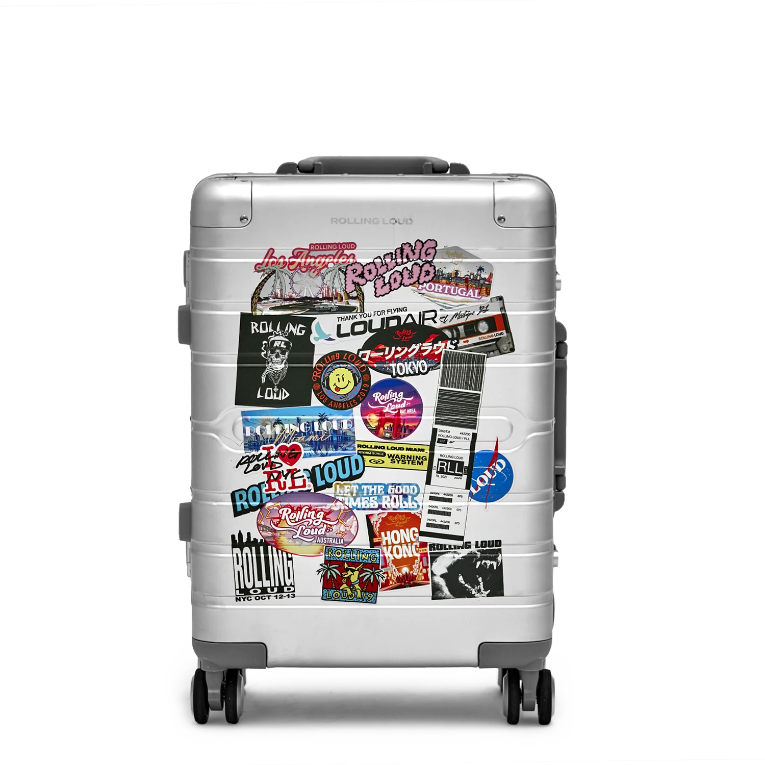 Exclusive Miami 22' Carry On Suitcase Silver Roll Away
