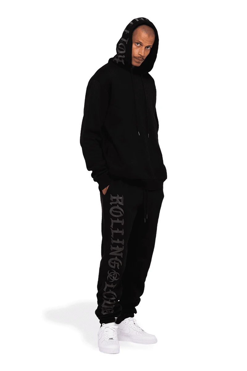 OE Heavyweight Embroidered Black Hoodie - Image 3