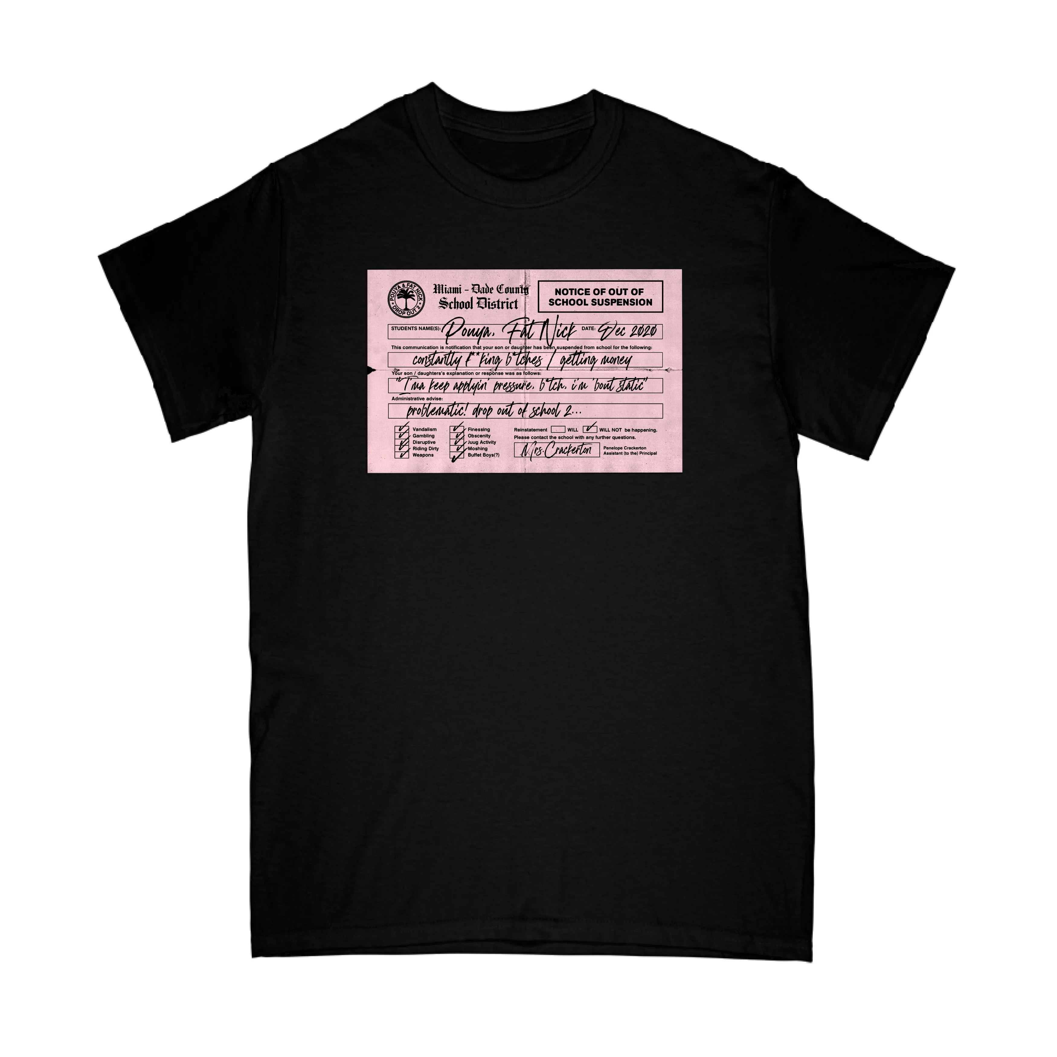 Pouya x Fat Nick x RL Official Drop Out Of School 2 Tee