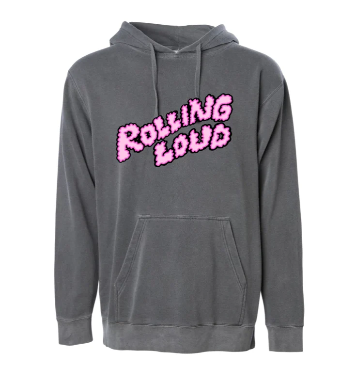 Puffy Logo Pigment Dyed Vintage Black Hoodie
