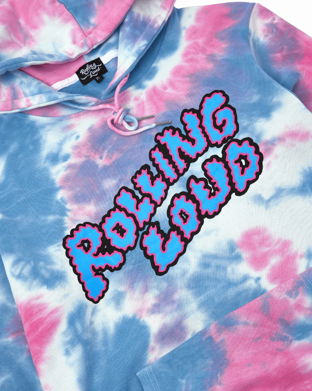 Puffy Logo Tie Dye Classic Pink Hoodie - Image 3