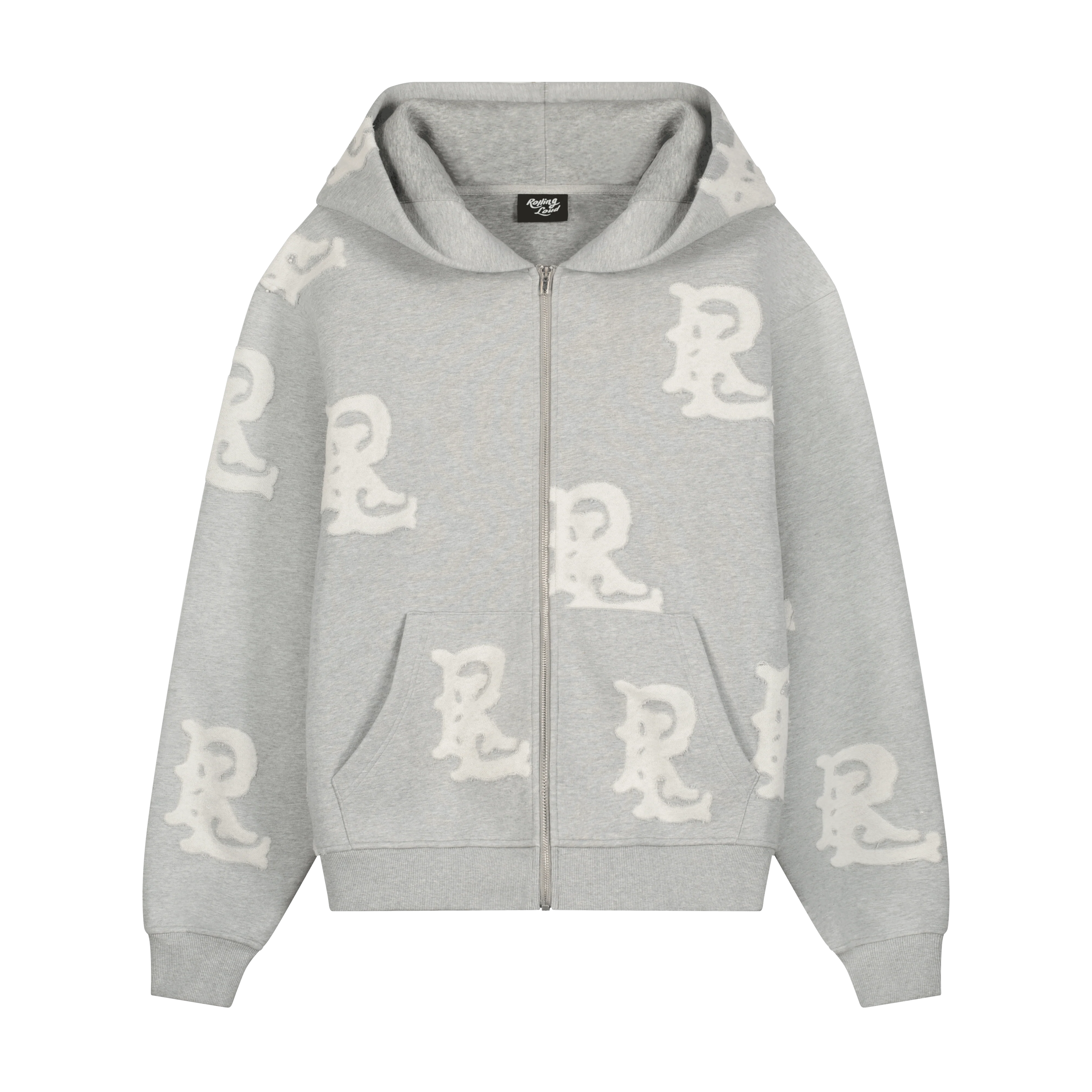 RL BURNOUT LOGO GREY ZIP UP HOODIE