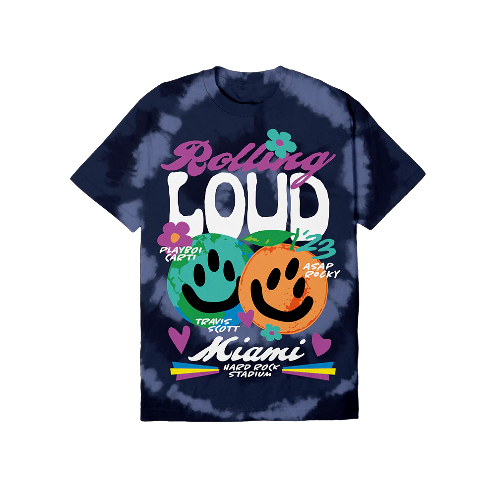 RL Miami 23 Happy Vintage Navy Tie Dye Tee