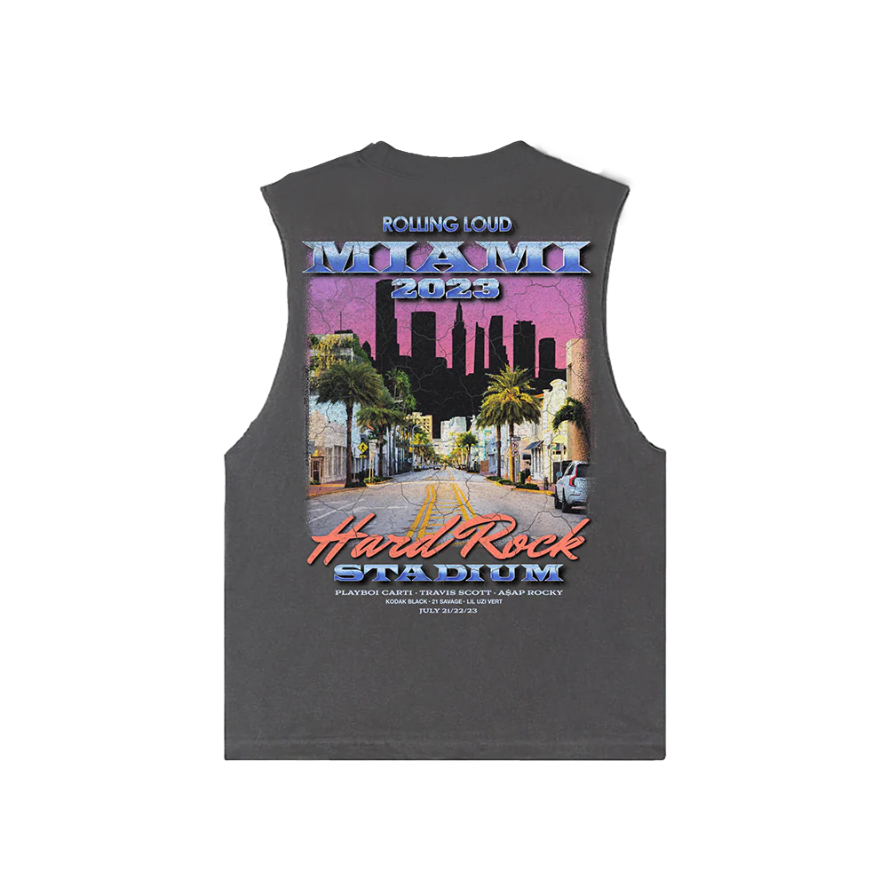 RL Miami 23 Vice Washed Black Sleeveless Tee - Image 2