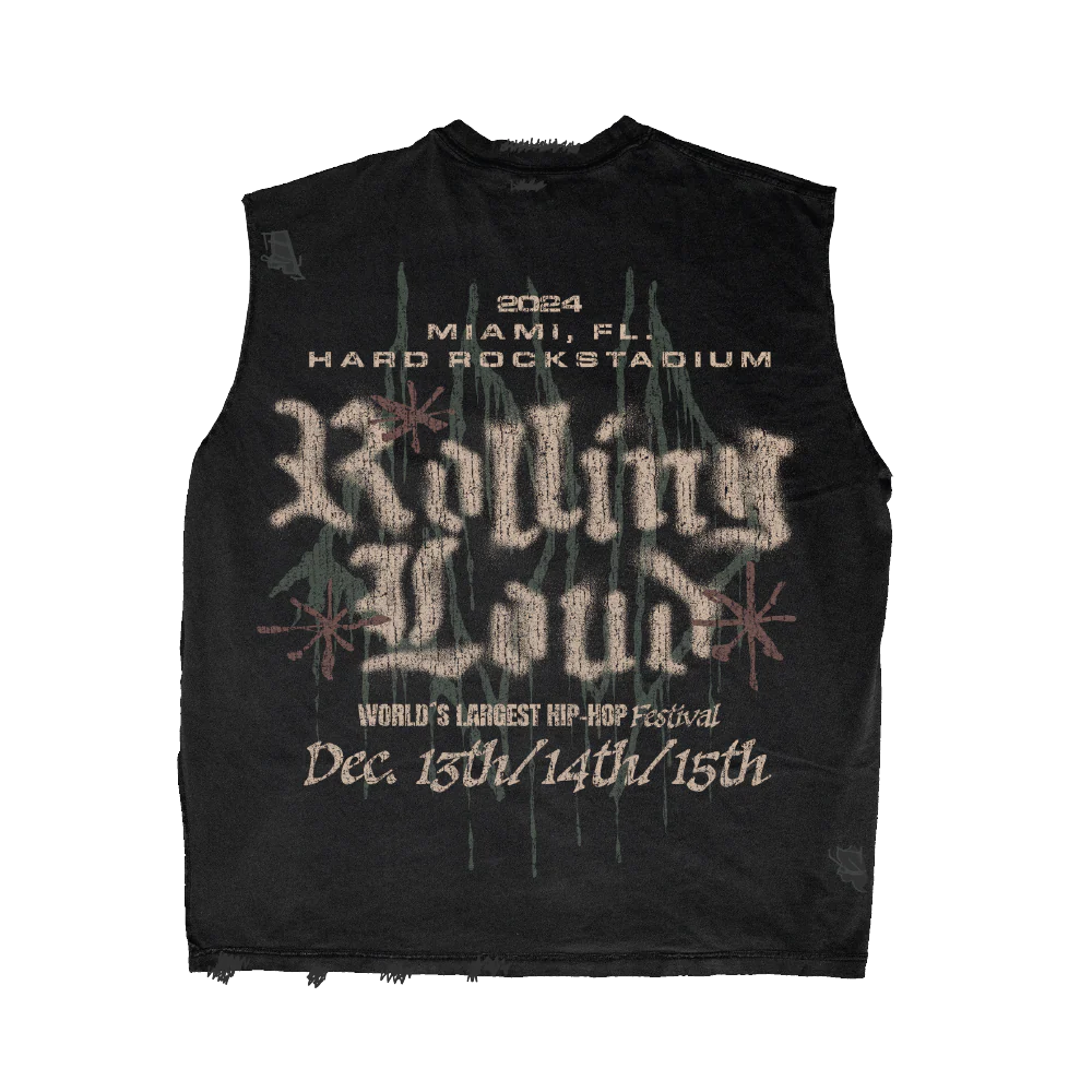 RL Miami 24 Loud Scratch Vintage Black Muscle Tee - Image 2
