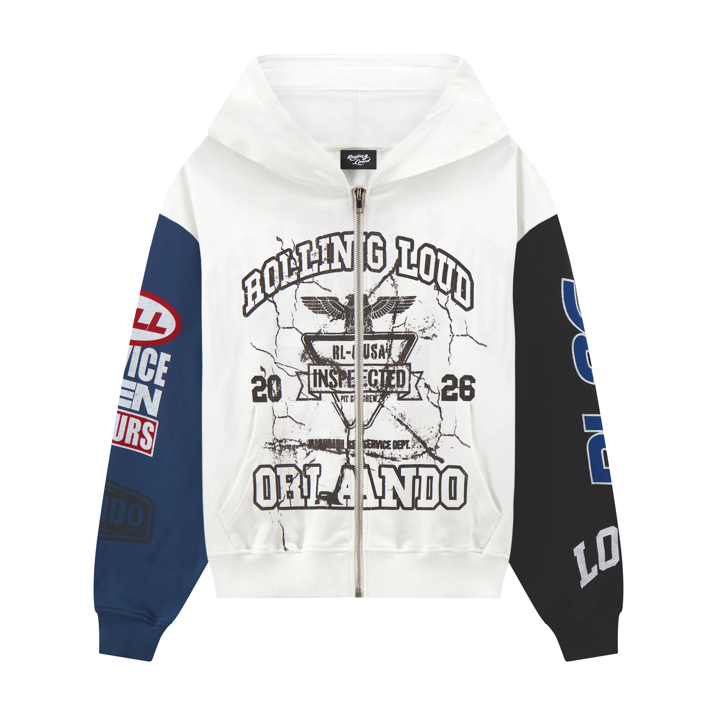 Service Dept. Split Cream and Blue 26 Lineup Zip Hoodie