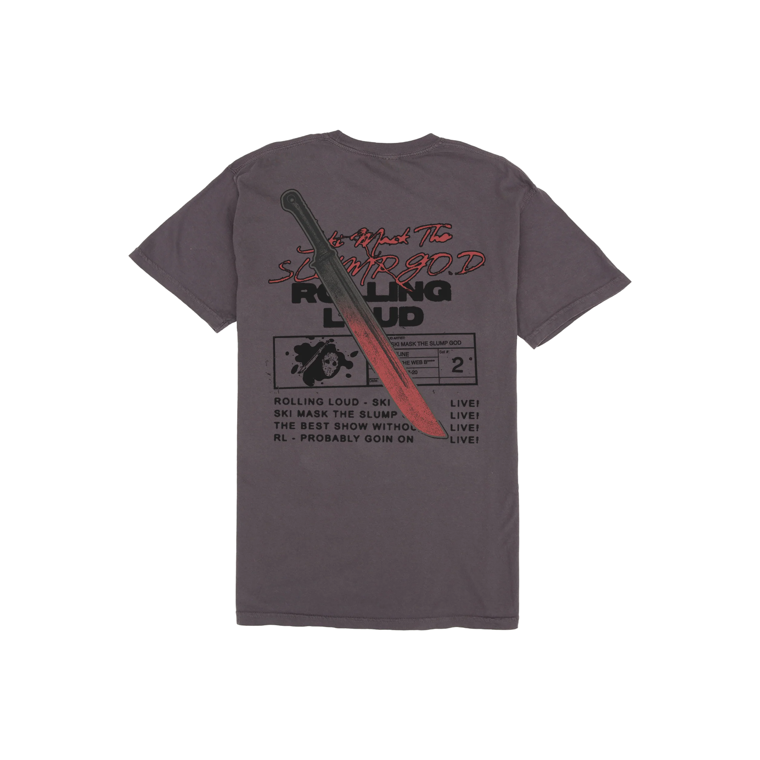 Ski Mask The Slump God x Rolling Loud Grey Vintage T Shirt - Image 2