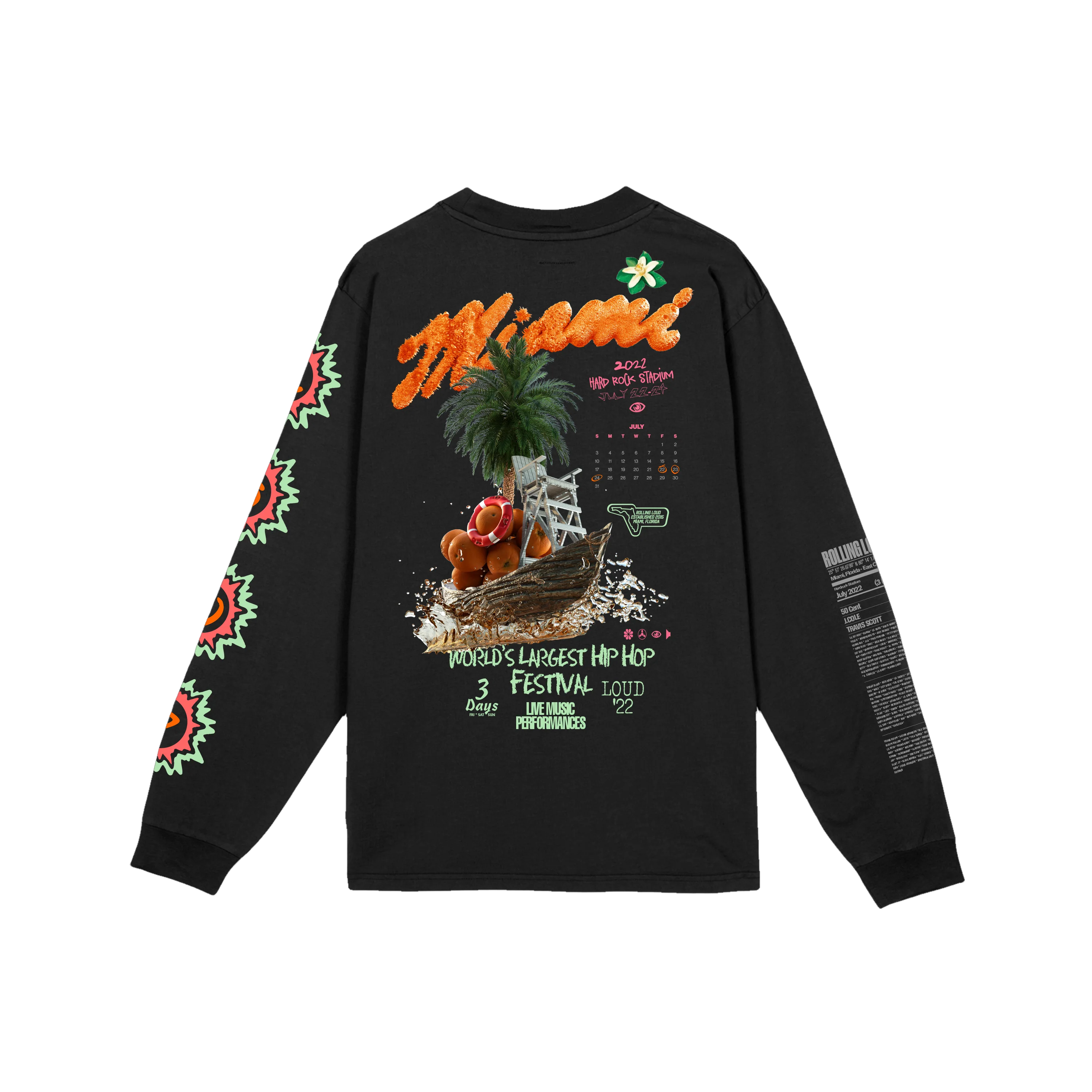 Splash Raft Long Sleeve Black Tee Miami 22